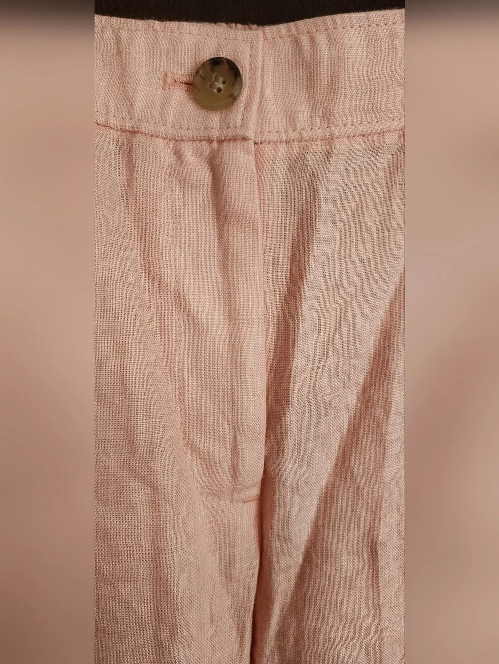 J Crew Light Blush Peach Wide-Leg 100% Linen Pants, Size M